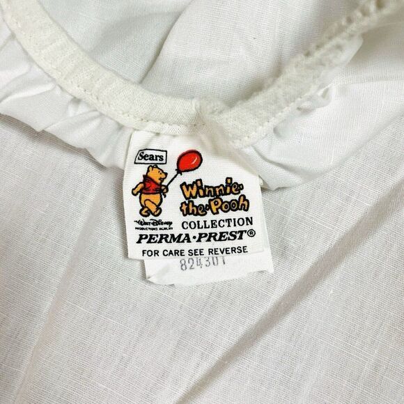 RARE Vintage 1970s Sears Winnie the Pooh Cotton Blend TWIN Semi Fitted Top Sheet - Picture 6 of 16